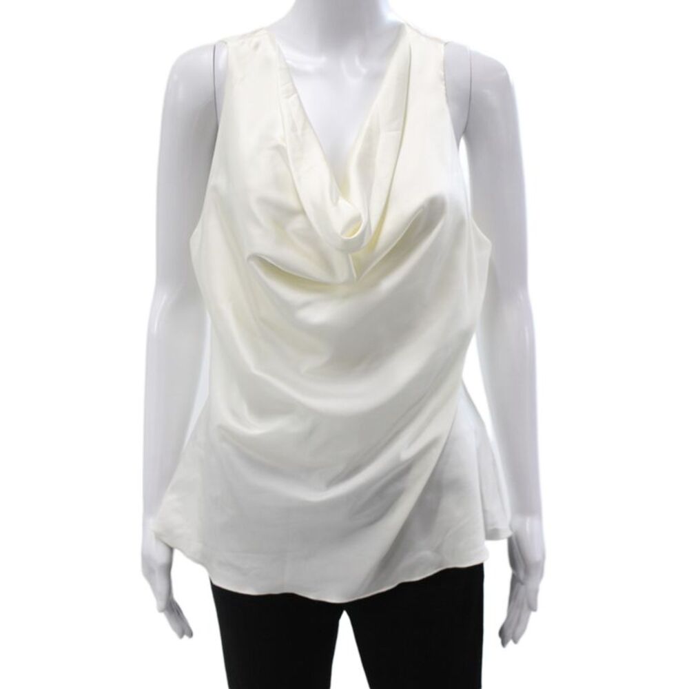 Molly Bracken Womens Camisole Blouse Ivory Cowl Neck Sleeveless Size L